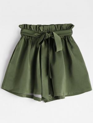 Smocked Belted High Waisted Shorts