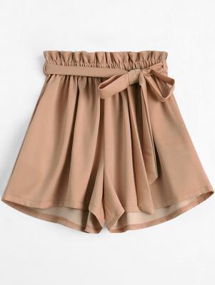 Smocked Belted High Waisted Shorts