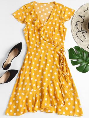 Ruffles Wrap Polka Dot Mini Dress