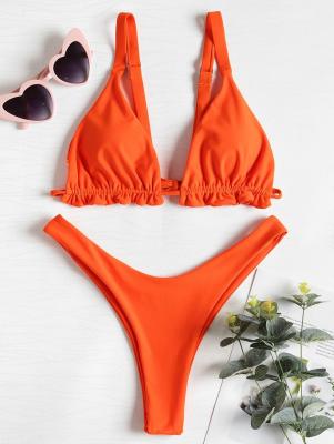 Frilled Thong Bikini Set