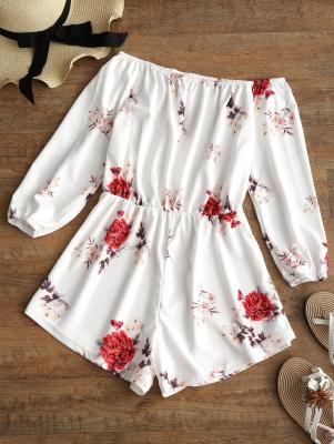 Off Shoulder Floral Print Romper