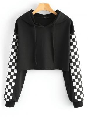 Cropped Contrast Square Hoodie