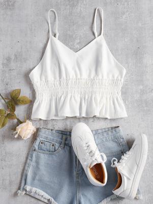 Smocked Frilled Cami Tank Top