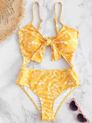 Floral Cut-Out Knotted Swimsuit