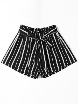 Striped Wide Leg Shorts with Tie Belt