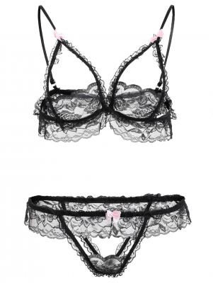 Open Cup Lace Bra Set