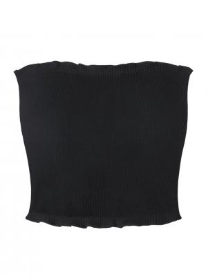 Ribbed Flounced Tube Top