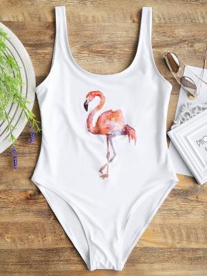 High Cut Flamingo Print Swimwear