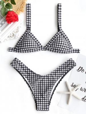 High Cut Gingham Thong Bikini