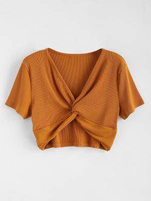 Ribbed Twist Cropped Top