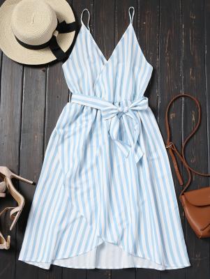 Belted Striped Cami Dress