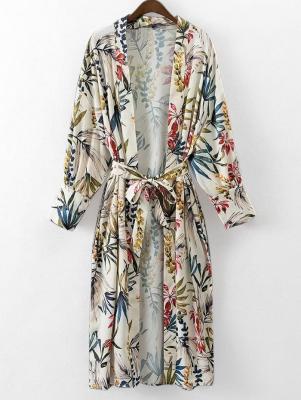 Belted Floral Kimono Blouse