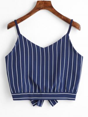 Bowknot Stripes Cut Out Cropped Tank Top