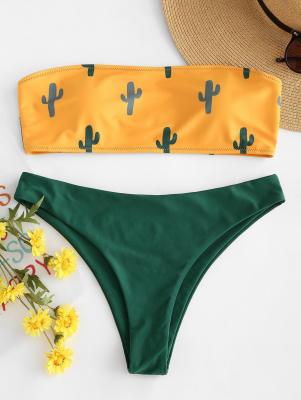 Cactus Print Bandeau Bikini