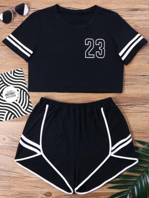 Contrast Binding Notch Shorts Two Piece Set