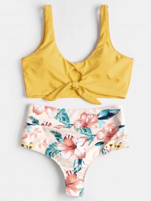 Knotted Floral Scrunch Butt Bikini Set