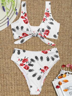 Printed Knotted High Cut Bikini