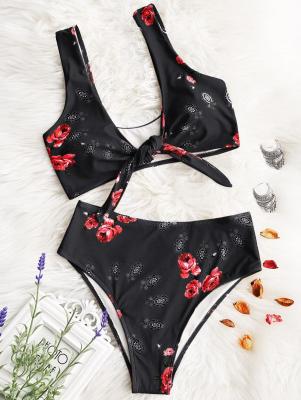 Printed Knotted High Cut Bikini