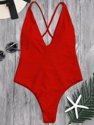 One Piece High Cut Cross Back Swimwear