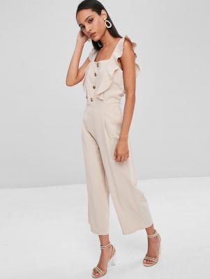 Square Neck Ruffle Wide Leg Jumpsuit