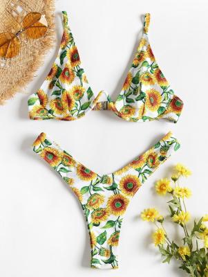 Sunflower W-wired High Leg Bikini Set