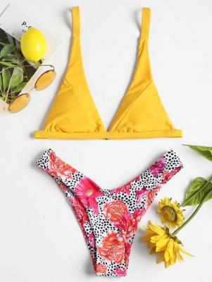 Floral Leopard High Cut Bikini Set