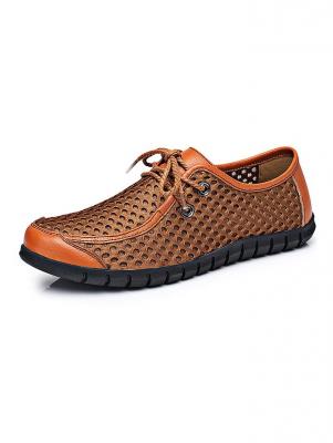 Breathable Leather Lace-up Men Casual Shoes