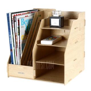 Deli 9842 DIY Desktop Multifunctional Wood File Box