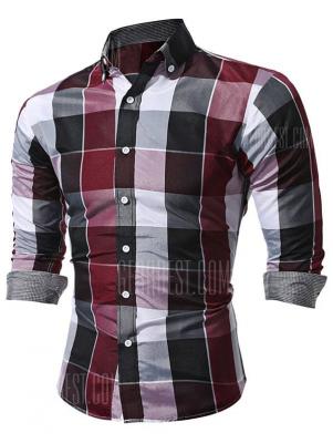 WSGYJ Slim Fit Plaid Shirts for Men