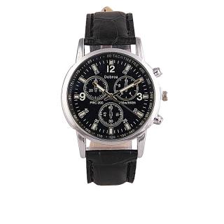 Generic Quartz Men's Fashion Leather Watches - Black Leather Black Surface