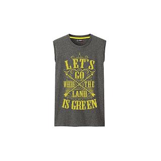 Let's Go Where The Land Is GREEN Sleeveless Tshirt - Grey