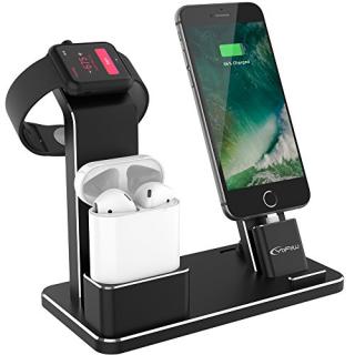 YoFeW Charging Stand for Apple Watch Aluminum Watch Charging Stand Dock Holder for iWatch Apple Watch Series 3/2 / 1/ AirPods/iPhone X /8 / 8Plus / 7/7 Plus /6S /6S Plus/iPad