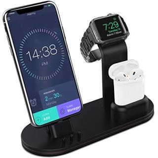OLEBR Apple Watch Stand Aluminum Apple Watch Charging Stand AirPods Stand Charging Docks Holder for Apple Watch Series 4/3/2/1/ AirPods/iPhone Xs/X Max/XR/iPhone X/8/8Plus/7/7Plus/6S/6S Plus/iPad 7.9