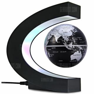 C Shape Magnetic Levitation Floating Globe World Map with LED Light Decoration for Home Office