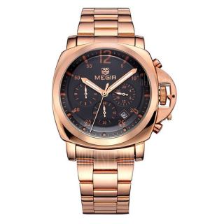 MEGIR 3006 Date Function Japan Quartz Male Watch Water Resistance with Stainless Steel Band