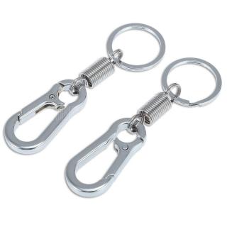 2pcs Aluminum Alloy Carabiner Keychain with Spring / Ring - Big Silver