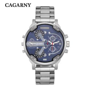 Cagarny 6820 Dual Movt Silver Case Men Quartz Watch