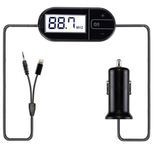 1101 3.5mm Jack Radio FM Transmitter with Car Charger 8 Pin Interface Cable