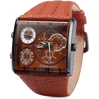 Shiweibao A1475 Male Dual Movt Quartz Watch with Leather Band