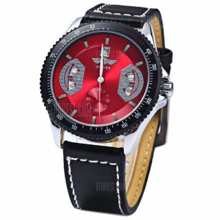 Mechanical Luxury Watch with Calendar Round Dial and Leather Watchband for Men