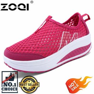 ZOQI Wanita Fashion Sepatu Sepatu Olahraga Kasual Bernapas Nyaman Sepatu (Merah)-Intl