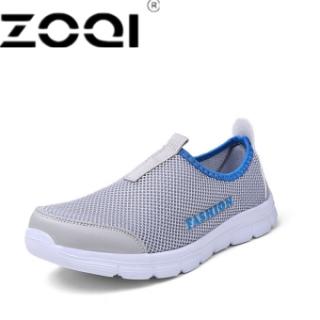 ZOQI Pria Fashion Slip-ons Berlari Sepatu Olahraga Sepatu (Abu-abu Terang)-Intl