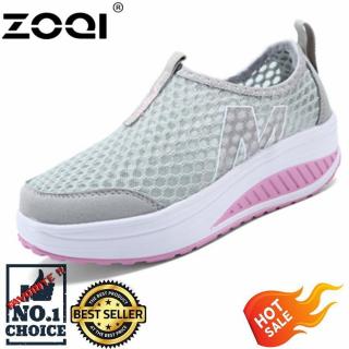 ZOQI Wanita Fashion Sepatu Sepatu Olahraga Kasual Bernapas Nyaman Sepatu (abu-abu)-Intl