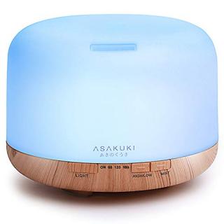 ASAKUKI 500ml Premium, Essential Oil Diffuser, 5 In 1 Ultrasonic Aromatherapy Fragrant Oil Vaporizer Humidifier, Timer and Auto-Off Safety Switch, 7 LED Light Colors