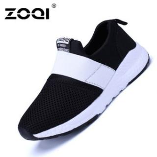 ZOQI Boy And Gadis's Fashion Sneaker Bernapas Olahraga Sepatu (Putih & HITAM)