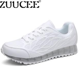 Zuucee Wanita Kasual Sepatu Bantalan Udara Sepatu Putih Kecil Olahraga Runing Sepatu (Putih)-Internasional
