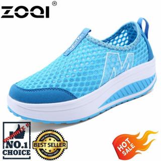 ZOQI Wanita Fashion Sepatu Sepatu Olahraga Kasual Bernapas Nyaman Sepatu (Biru)-Intl