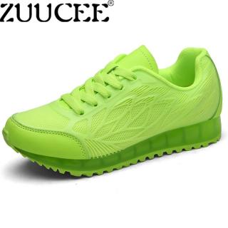 Zuucee Wanita Kasual Sepatu Bantalan Udara Sepatu Putih Kecil Olahraga Runing Sepatu (Hijau)-Internasional