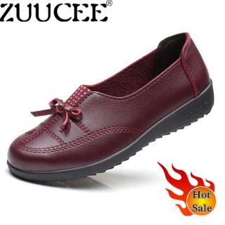ZUUCEE Fashion Wanita Flats Loafers Sepatu Kasual Mom Sepatu Kulit Sepatu Tunggal
