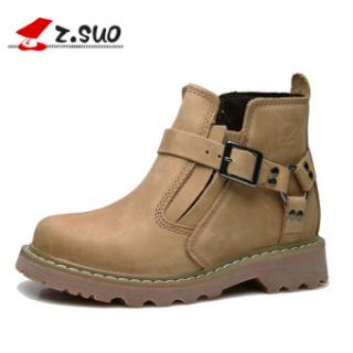Z.Suo Pria Sepatu Bot Padang Gurun Kulit Sepatu Boots Pria (Model Pria + Coklat Muda 337)